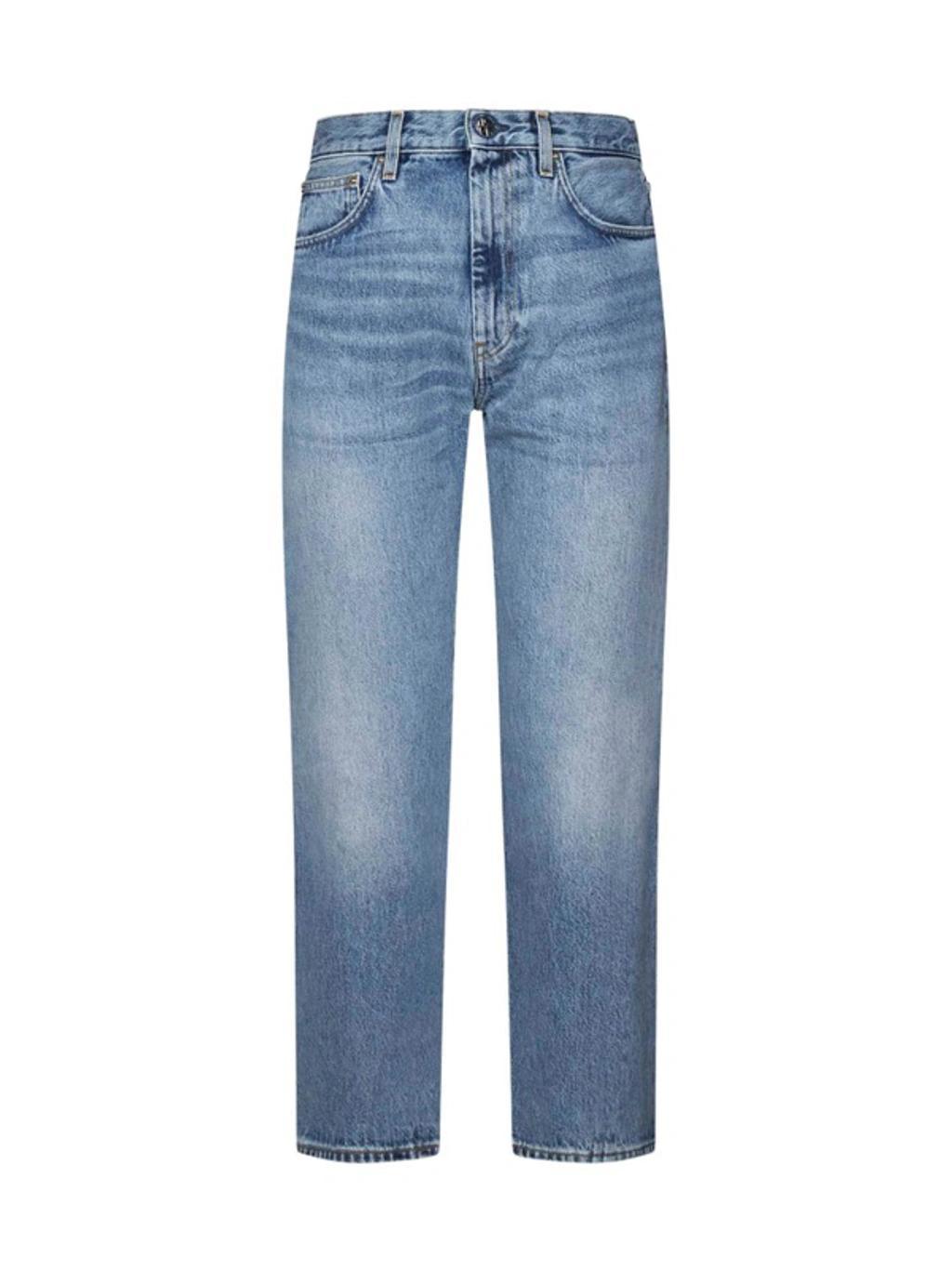 Logo Patch Straight Leg Jeans In Blue Product Image