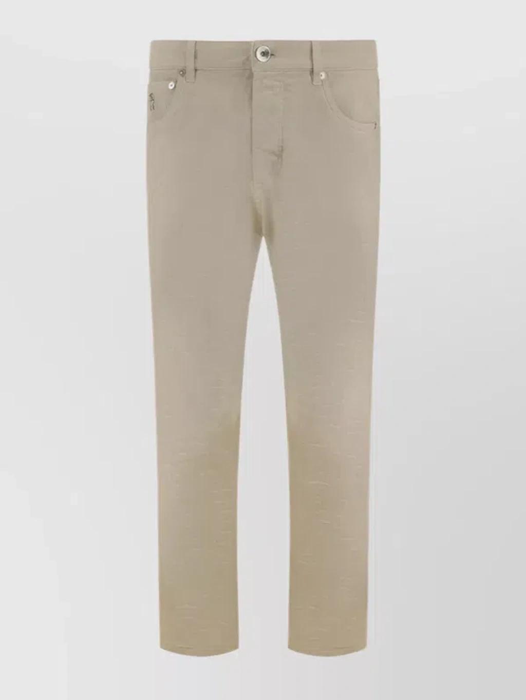 Cotton Denim Five-pocket Waistband Loops Trousers Product Image