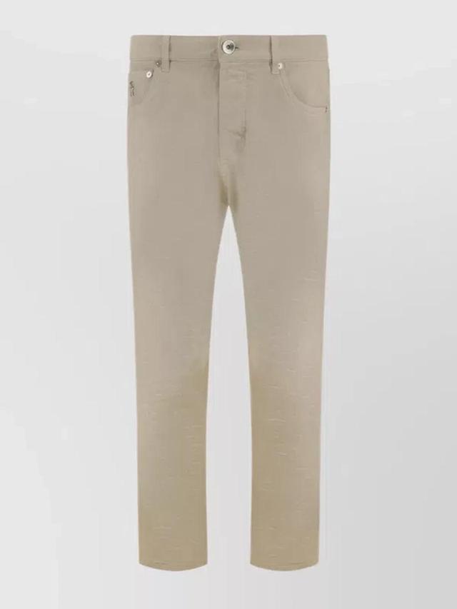 Cotton Denim Five-pocket Waistband Loops Trousers Product Image