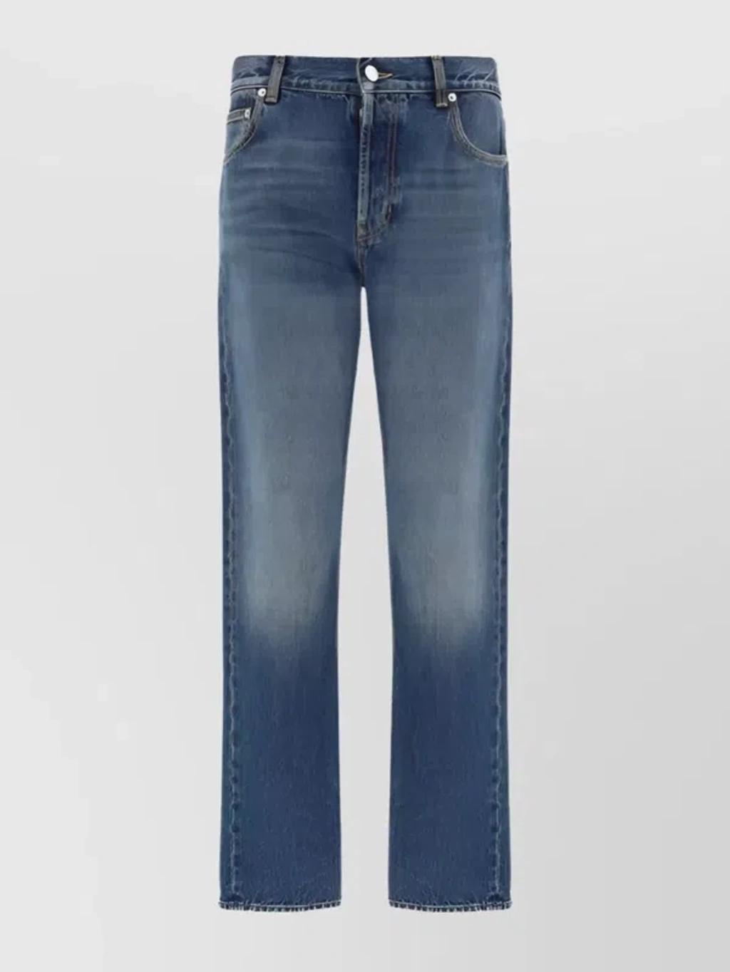 Straight Cotton Jeans Faded Wash Product Image