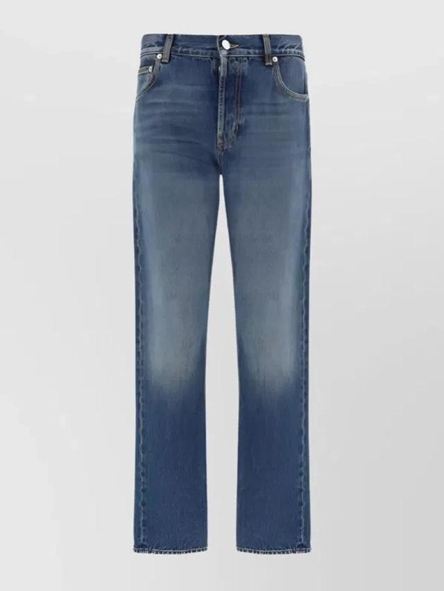 Straight Cotton Jeans Faded Wash Product Image