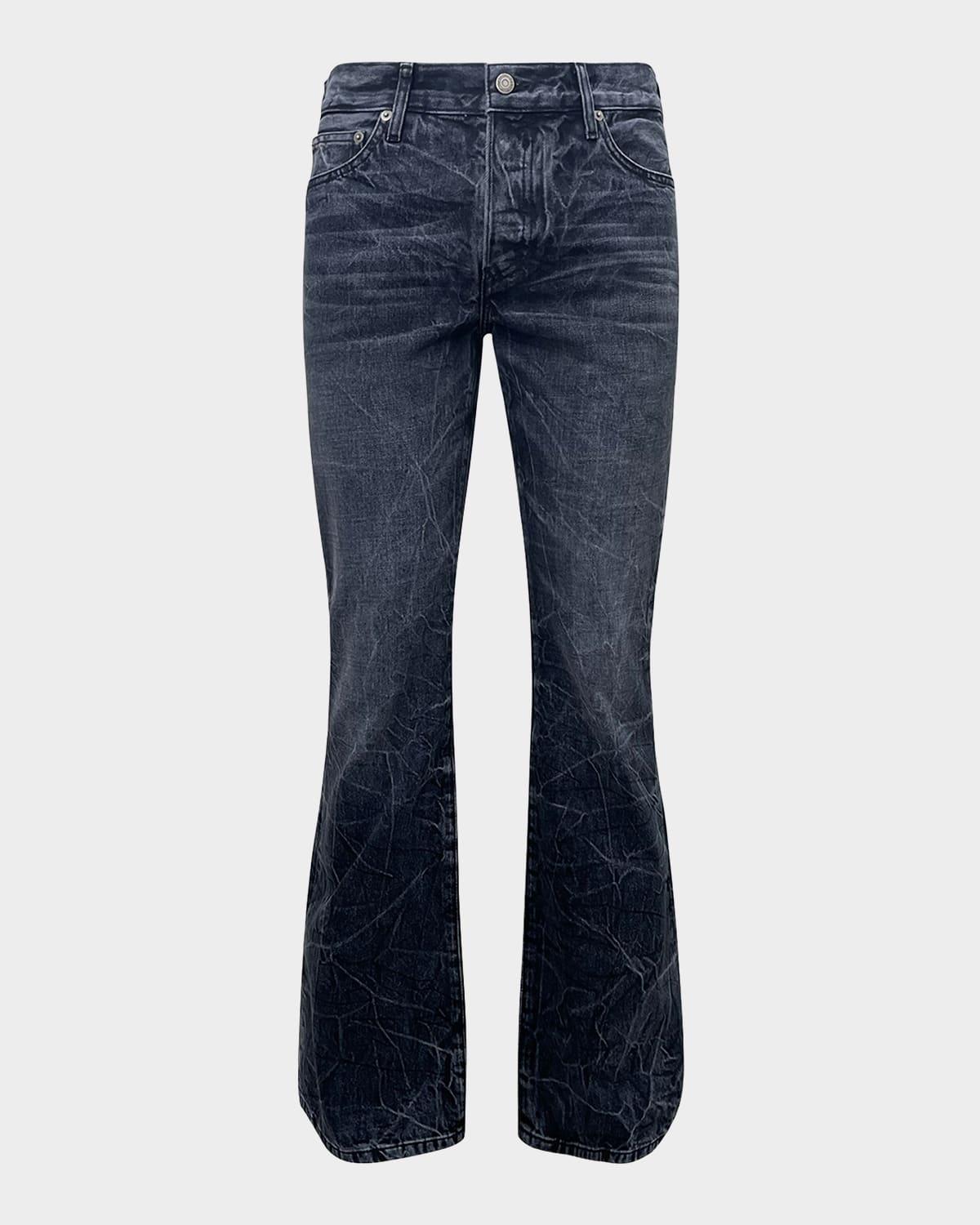 Mens Crinkle Dyed Flare Jeans Product Image