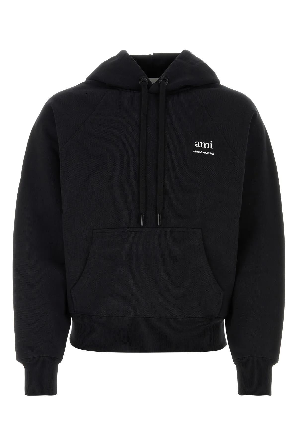 AMI ALEXANDRE MATTIUSSI Black Stretch Cotton Sweatshirt In Black/001 Product Image