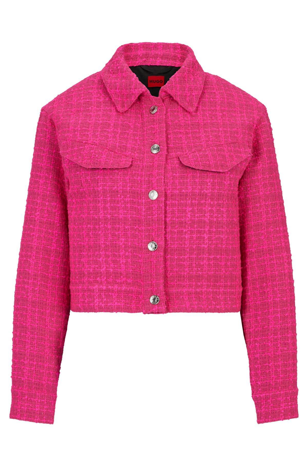 Relaxed-fit jacket in bouclé fabric with polished trims Product Image