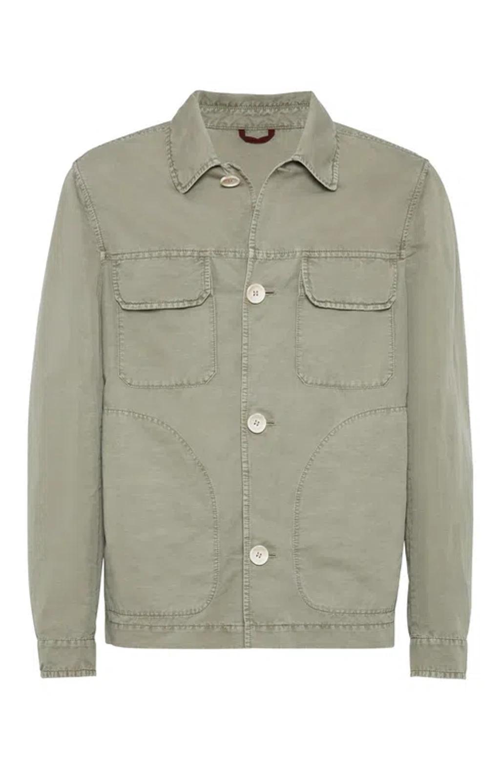 Cotton-linen Overshirt In Green Product Image