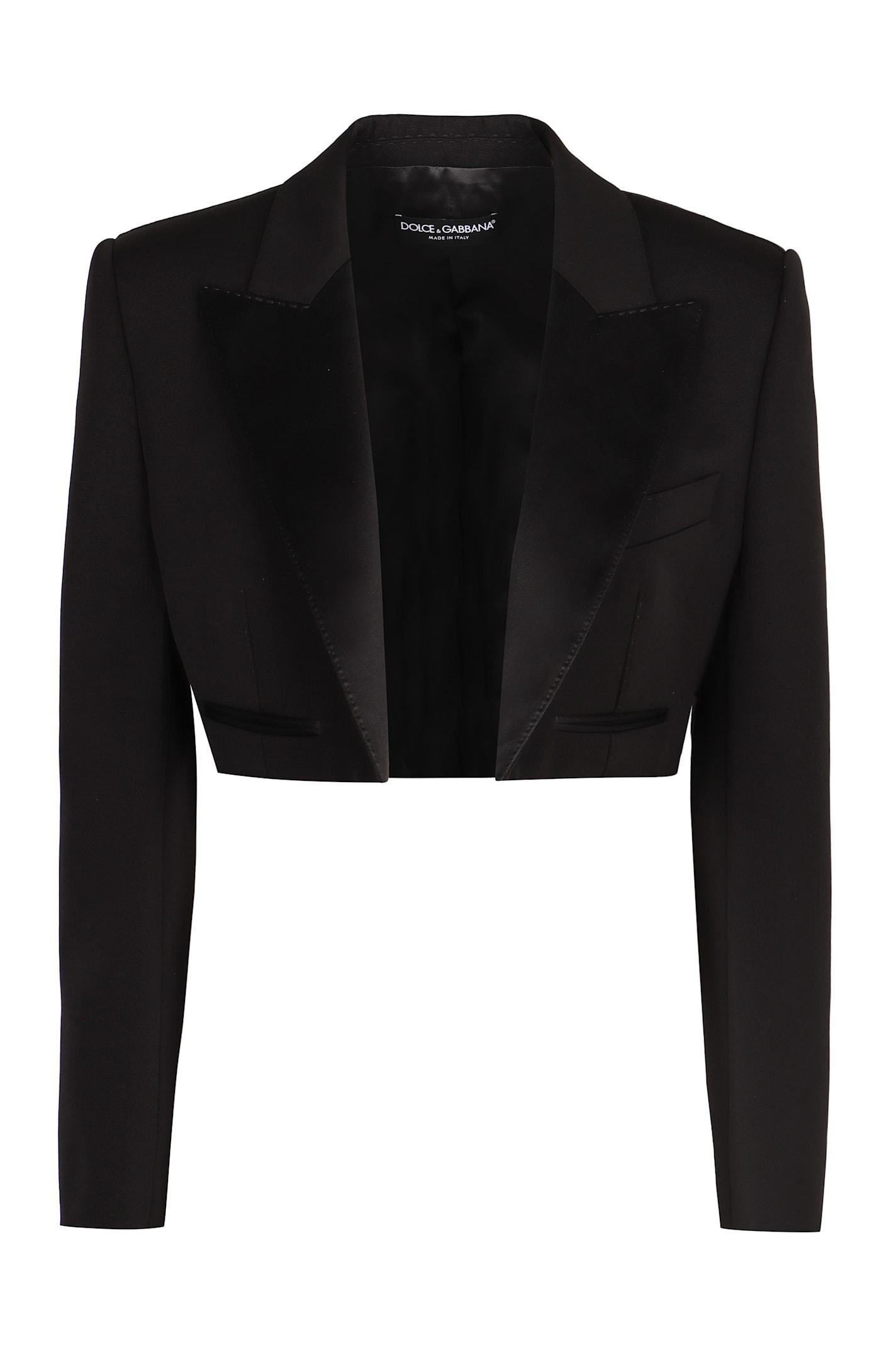 DOLCE & GABBANA Gabardine Wool Jacket In Black Product Image