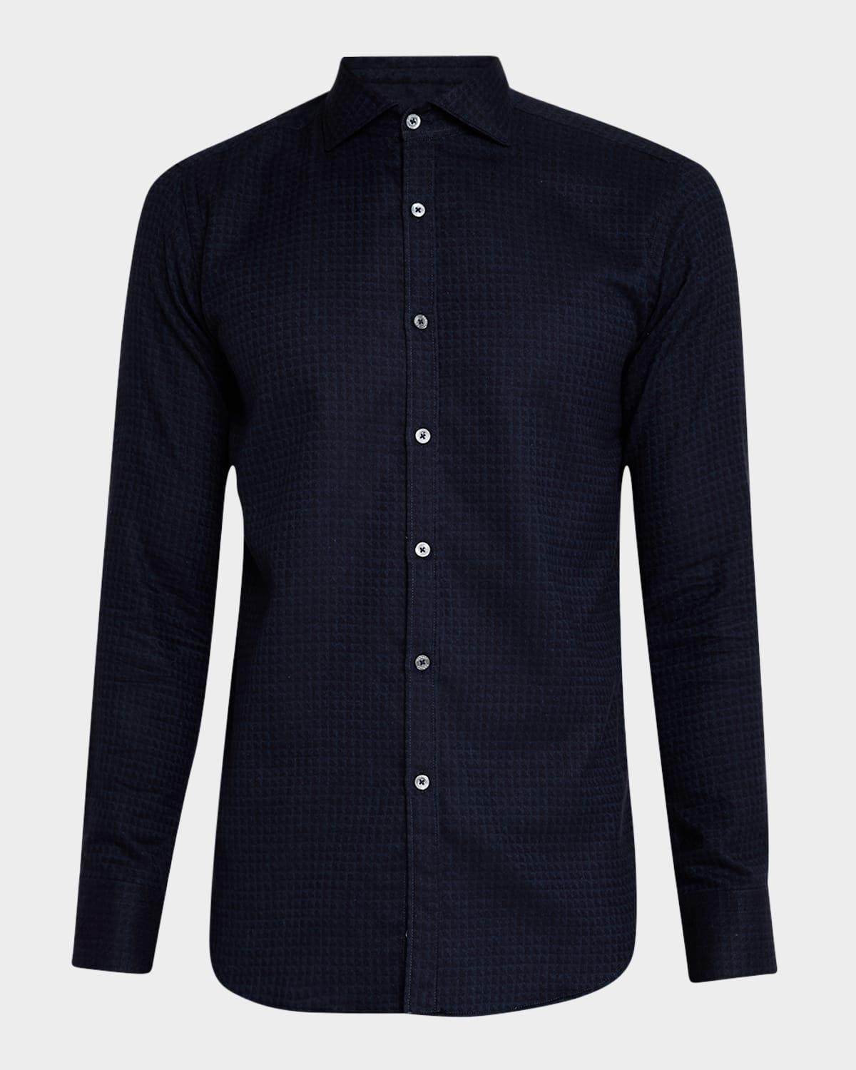 Mens Tonal Geometric Sport Shirt Product Image