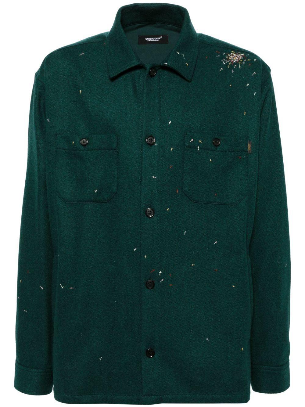 UNDERCOVER Cross Embroidery Long-sleeves Shirt In Green Product Image