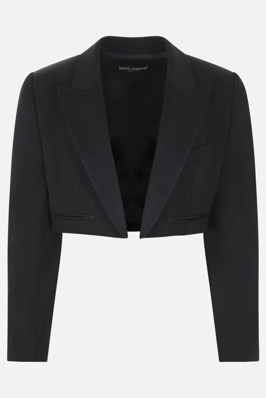 DOLCE & GABBANA Gabardine Spencer Tuxedo Jacket In Black Product Image