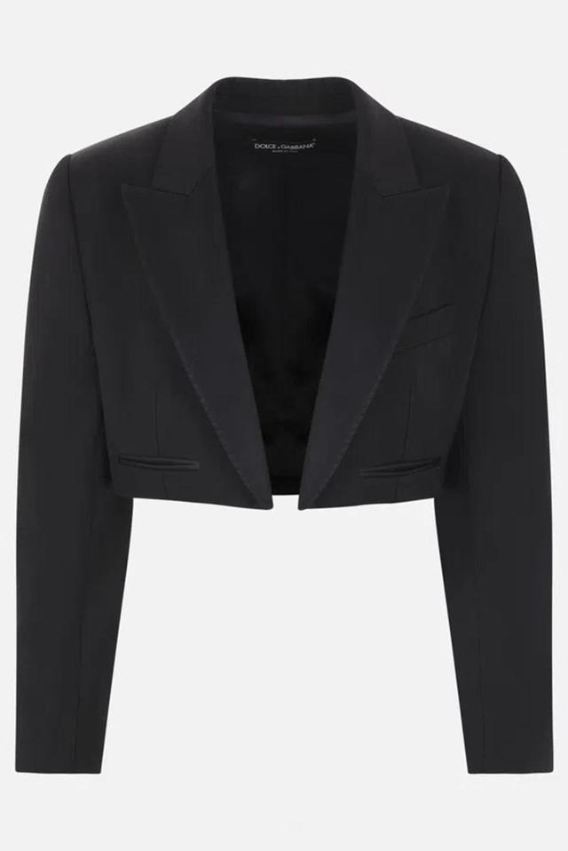 DOLCE & GABBANA Gabardine Spencer Tuxedo Jacket In Black Product Image