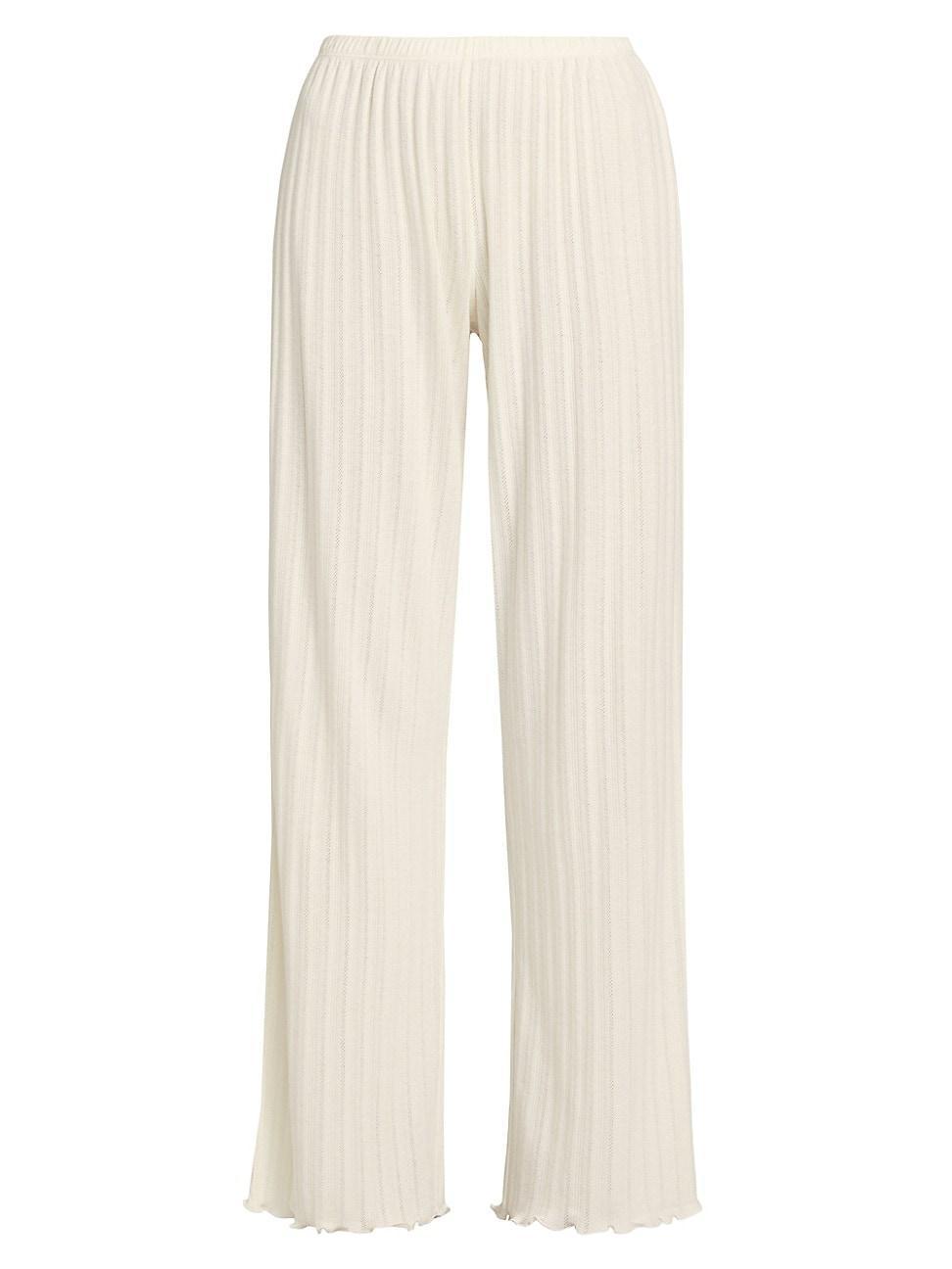 Womens Pointelle Rib-Knit Pants Product Image