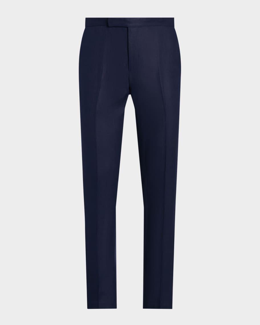 Mens Flat-Front Linen Trousers Product Image