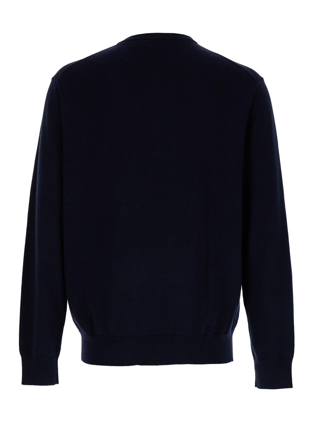 POLO RALPH LAUREN Blue Crew Neck Pullover In Cotton And Cashmere Product Image