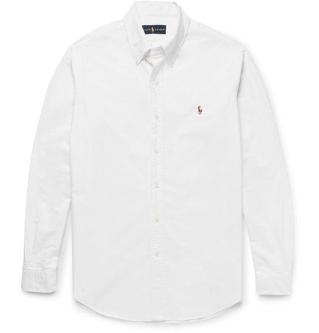 Classic Fit Long Sleeve Cotton Oxford Button Down Shirt In White Product Image