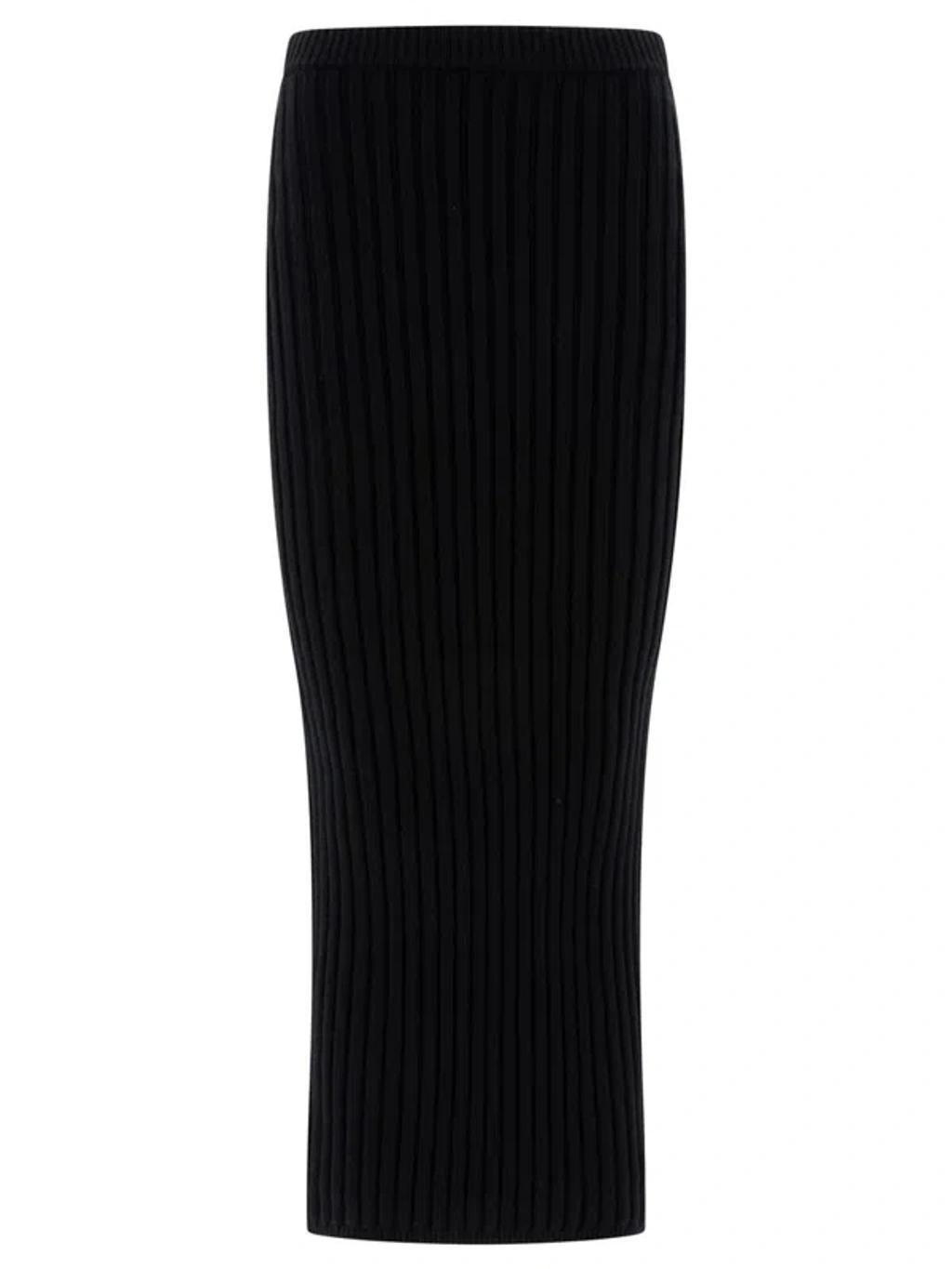 MAX MARA Seta High Waist Ribbed-knit Skirt In Black Product Image