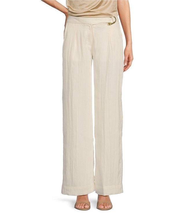 DKNY by Donna Karan Drapey Organza Flat Front Wide Leg Pants Product Image