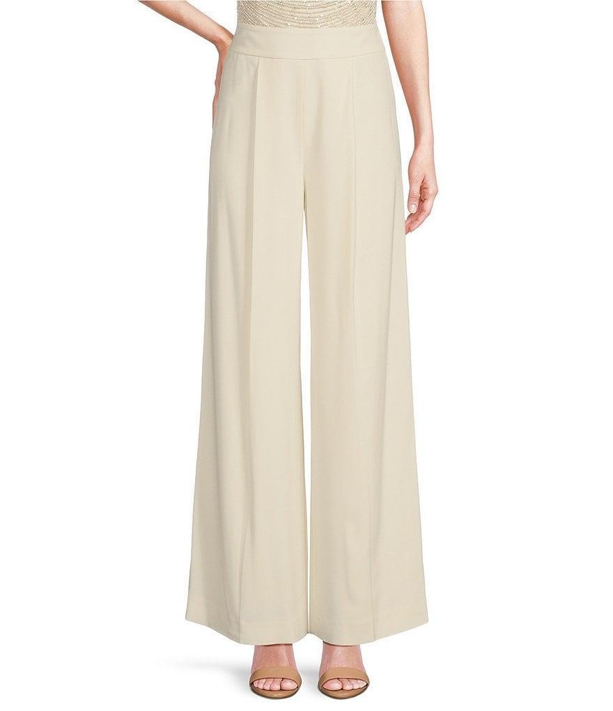 Muse by Marchesa Spruce Satin High Rise Pleated Point Straight Tuxedo Pants Product Image