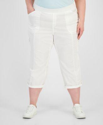 Plus Size Mid Rise Pull-On Cargo Capri Pants, Created for Macy's Product Image