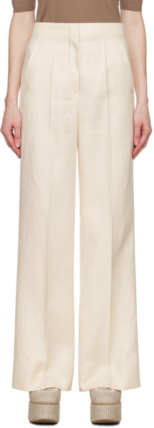 MAX MARA Hangar Linen Wide-leg Pants In Ivory Product Image