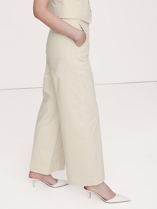 High-Rise Wide-Leg Cropped Pinstripe Pant Product Image