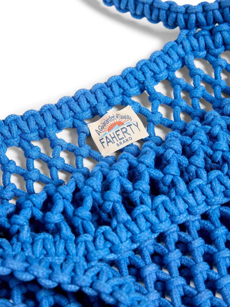 Sunwashed Macrame Tote - Strong Blue Product Image