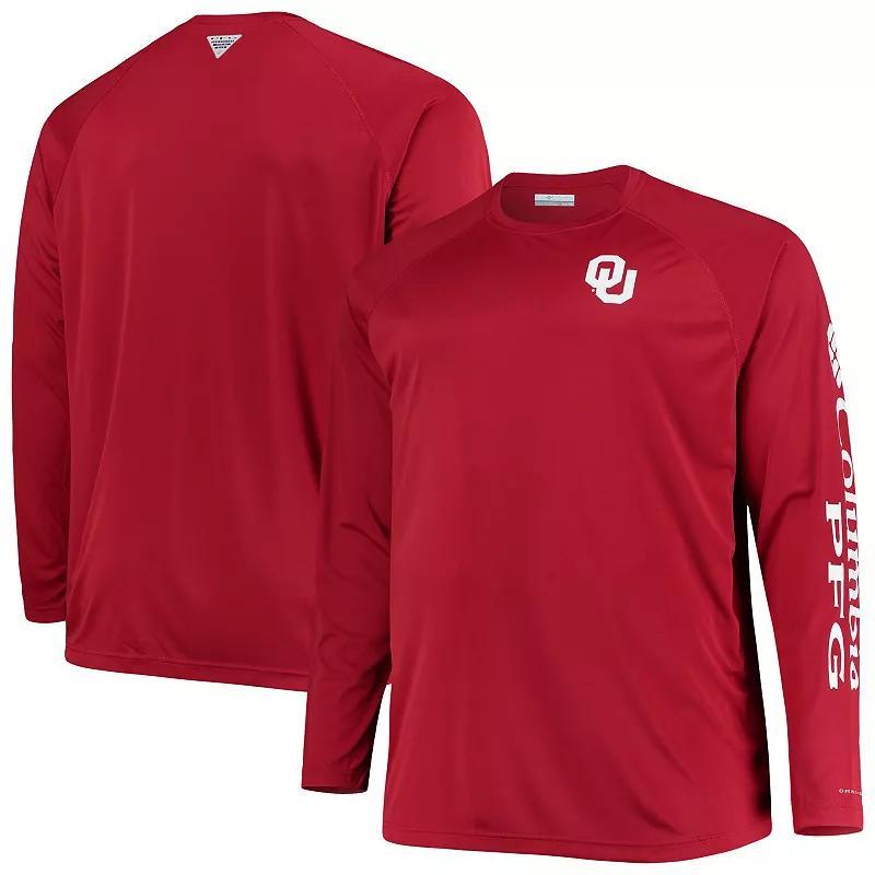 Mens Columbia Crimson Oklahoma Sooners Big & Tall Terminal Tackle Raglan Omni-Shade Long Sleeve T-Shirt Product Image