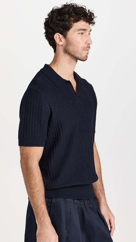 Vince Crafted Rib Johnny Collar Polo Shirt | Shopbop Product Image