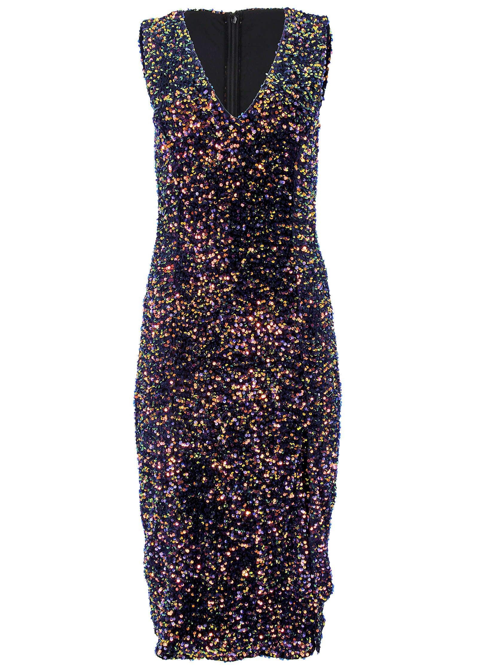 Plunge Sequin Midi Dress - Fantasy Sequins product image