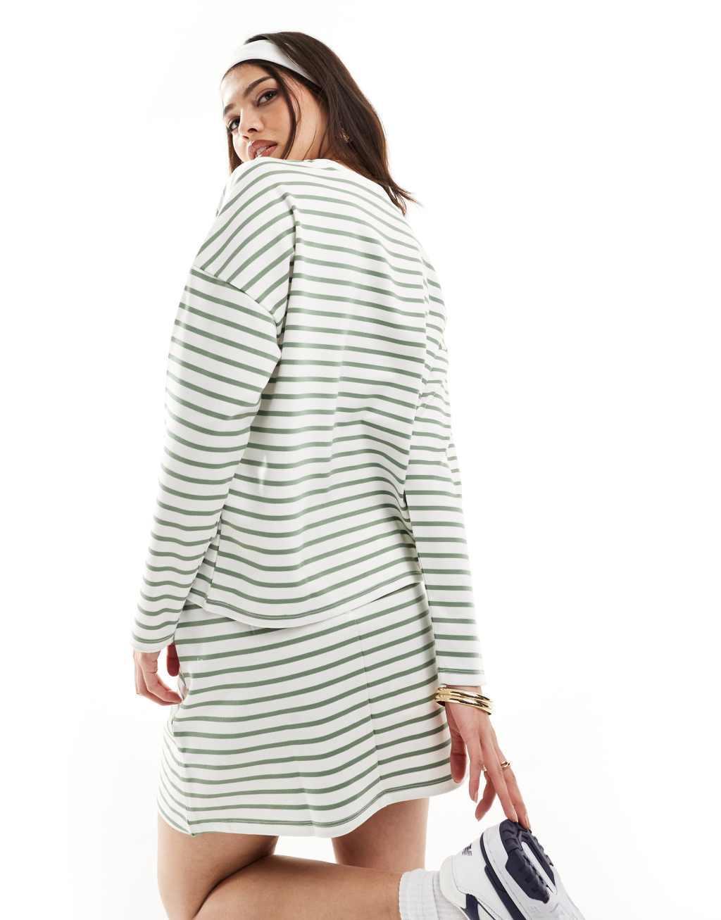 Vero Moda jersey mini skirt in green stripe - part of a set Product Image