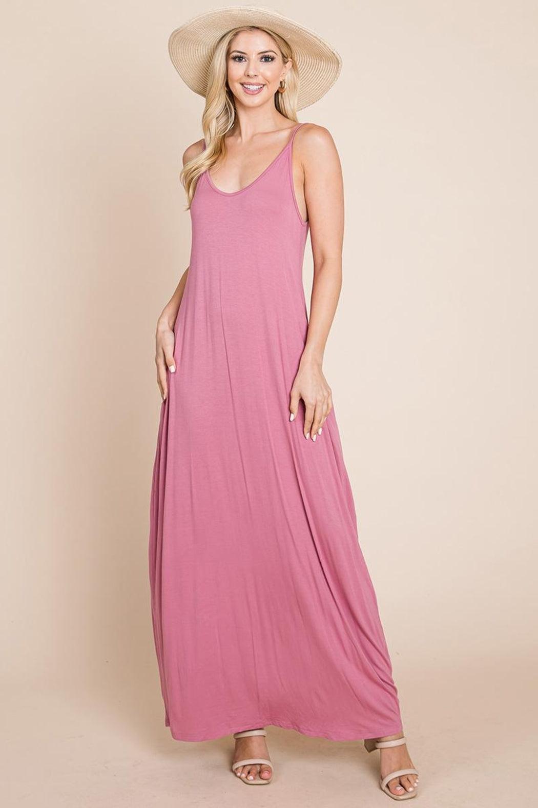 Light Cami Strap Pocketed Jersey Maxi Dress Product Image