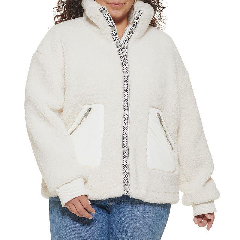 Plus Size Levis Cozy Teddy Sherpa Jacket, Womens Med Grey Product Image