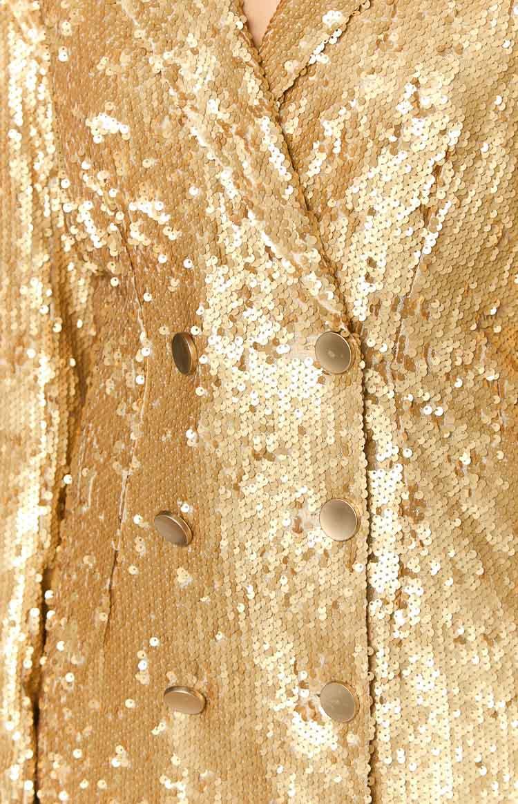 Natalie Gold Sequin Blazer Mini Dress Product Image