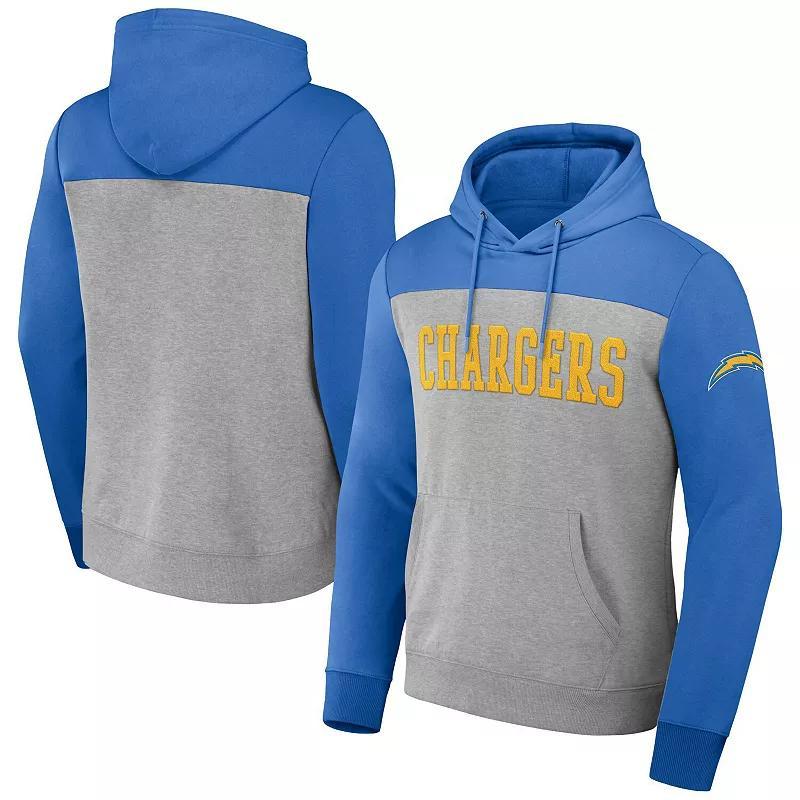 Mens NFL x Darius Rucker Collection by Fanatics Heather Gray Los Angeles Chargers Color Blocked Pullover Hoodie Product Image