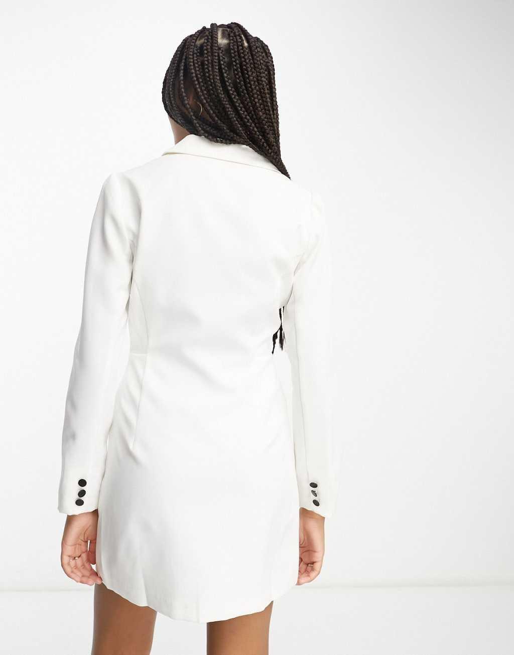 Miss Selfridge blazer dress with contrast buttons in ivory Product Image