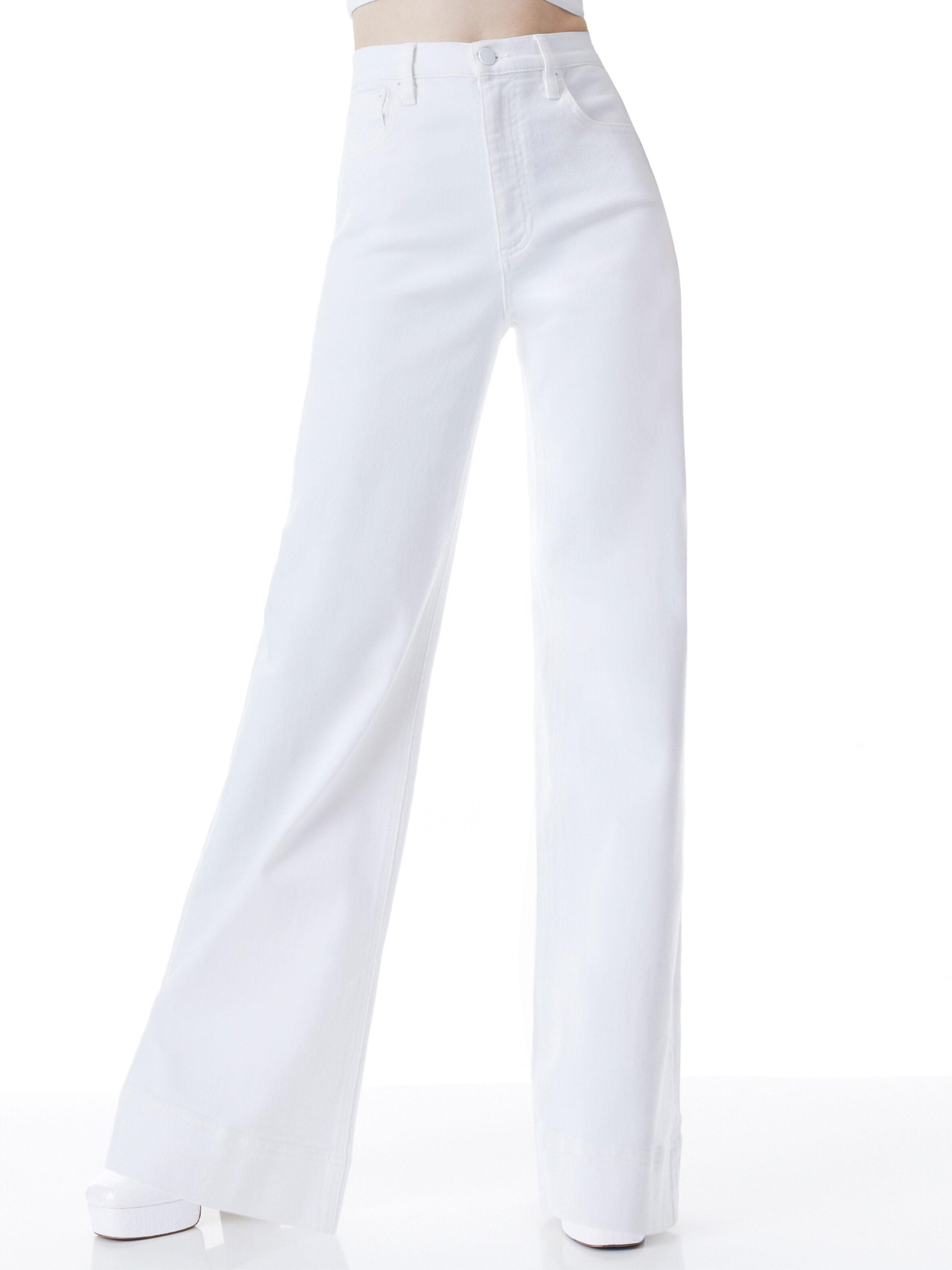 ALICE AND OLIVIA Sofia High Rise Boyfriend Jean In White Product Image