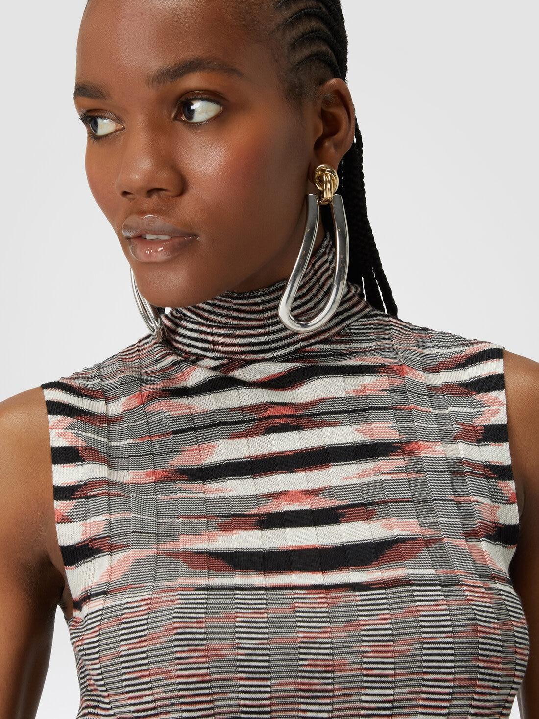 High-neck tank top in ribbed silk and cashmere Multicoloured | Missoni Product Image