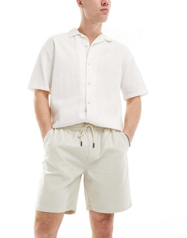 River Island pull on shorts in light beige Product Image