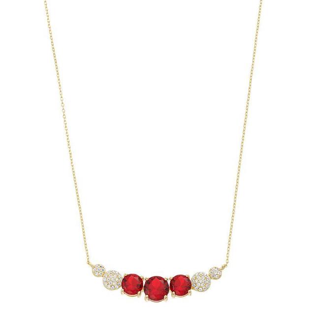 14k Gold Over Silver Red & White Cubic Zirconia 7-Stone Necklace, Womens Gold Tone Product Image