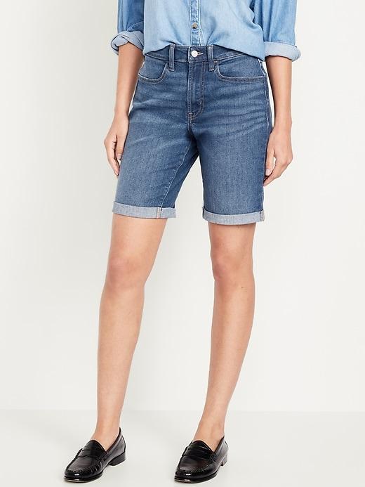 High-Waisted Wow Jean Shorts -- 9-inch inseam Product Image