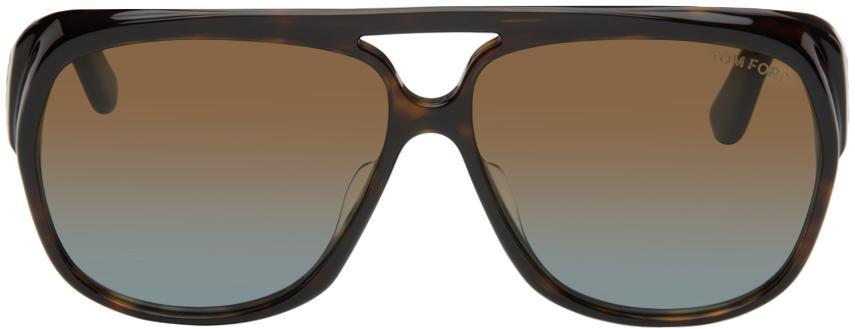 TOM FORD Brown Jayden Sunglasses In 52f Dark Havana Grad Product Image