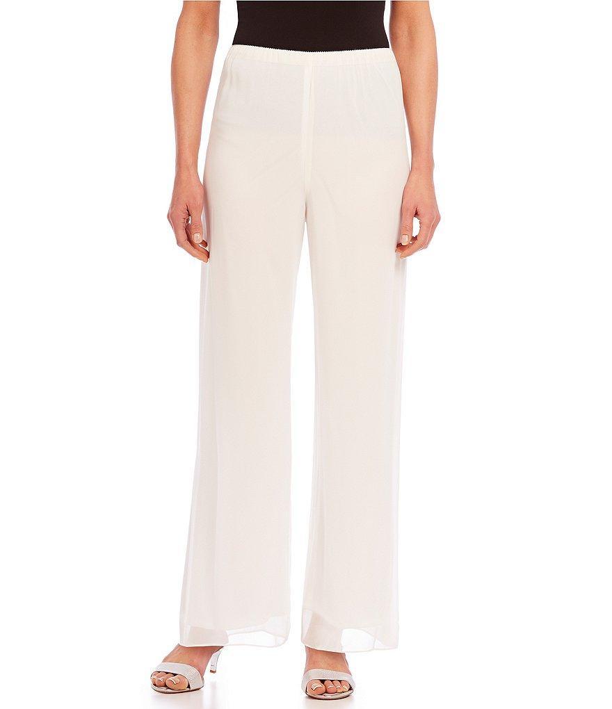 Alex Evenings Petite Size Chiffon Straight Leg Pants Product Image