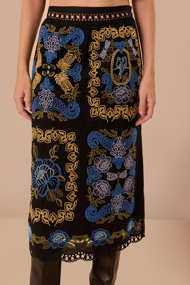 Black Richelieu Midi Skirt Product Image