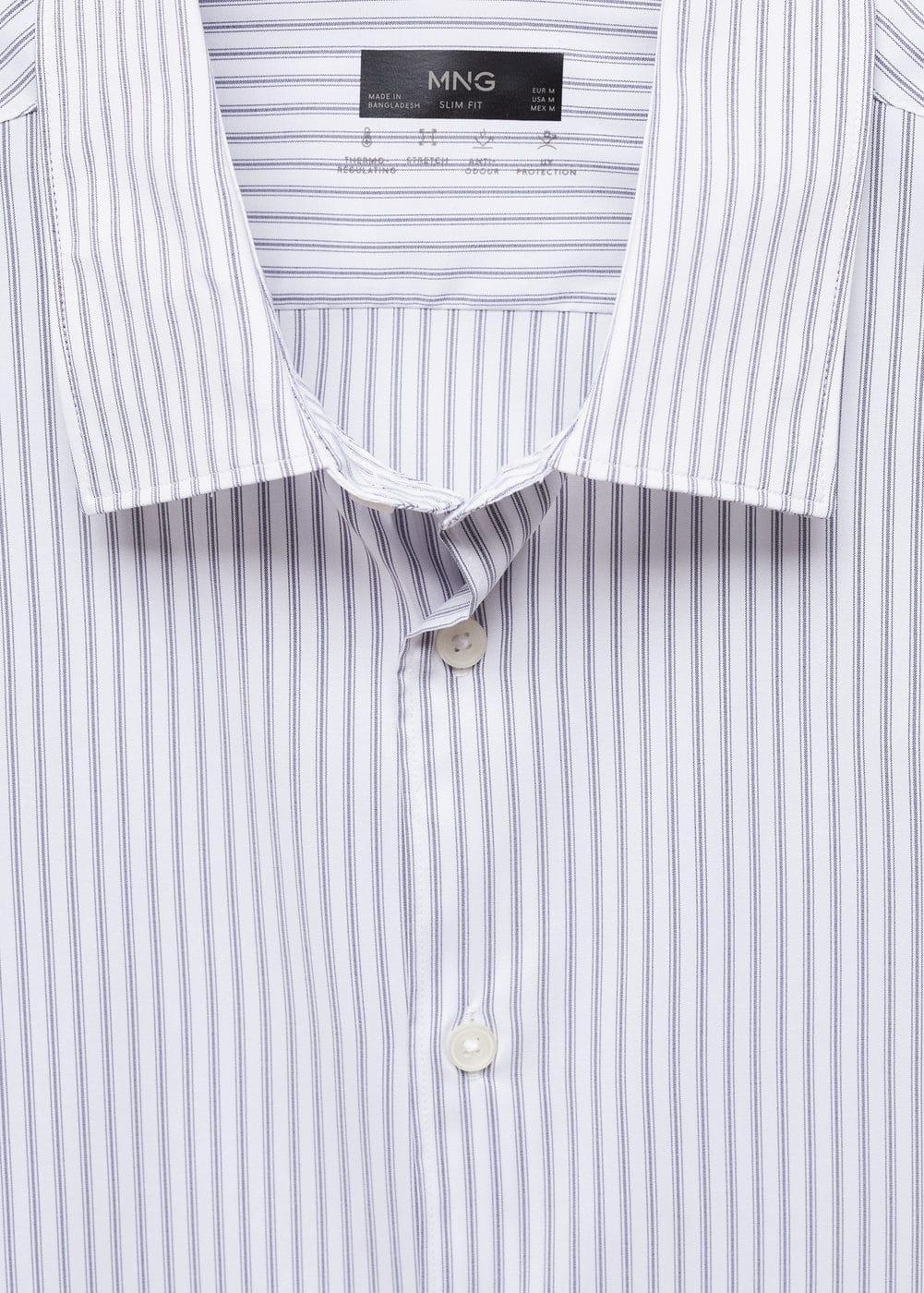 MANGO MAN - Stretch fabric slim-fit striped shirt dark navyMen Product Image