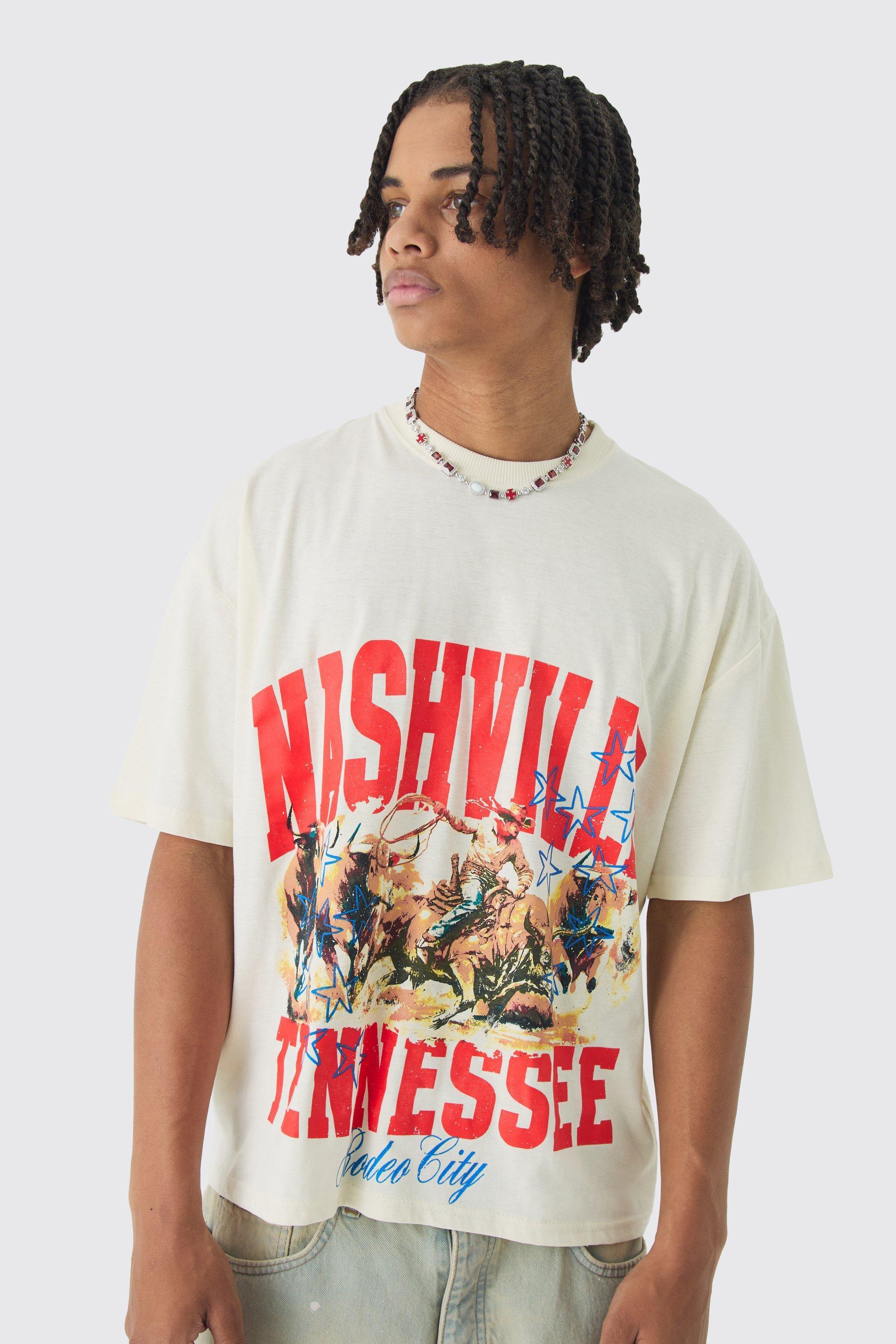 Oversized Boxy Nashville Print T-Shirt | boohooMAN USA Product Image