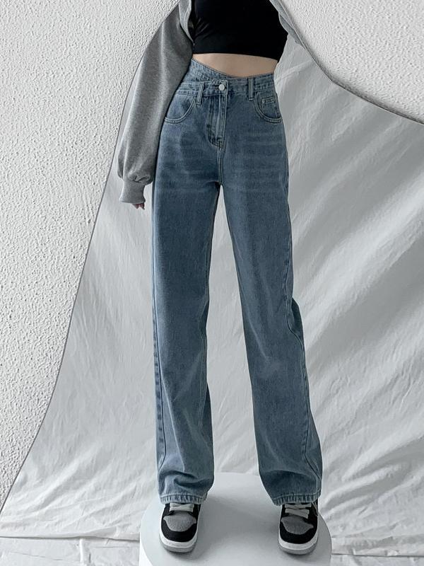 4 Colors High Waisted Jean Pants Bottoms Product Image