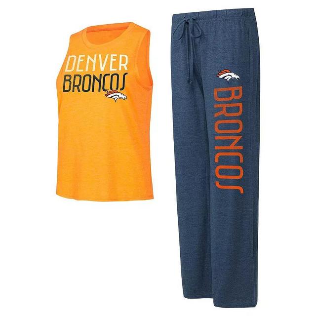 Womens Concepts Sport /Orange Denver Broncos Muscle Tank Top & Pants Lounge Set Blue Product Image