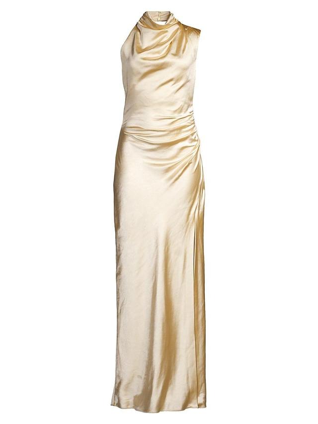 Womens Constantina Satin Ruched Asymmetric Maxi Dress Product Image