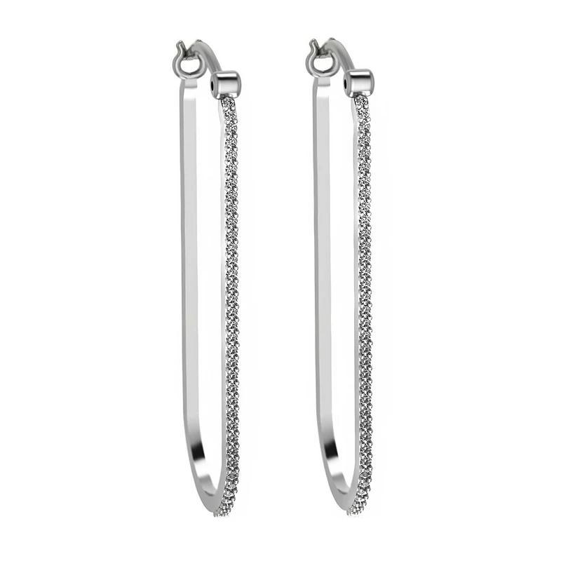 10k White Gold Diamond Hoop Earrings, Womens, 10k Gold Product Image