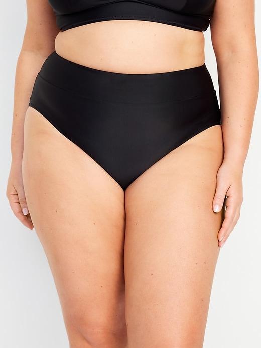 Banded High-Waist Bikini Swim Bottoms Product Image