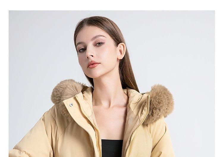 Hooded Zip-Up Long Puffer Coat Product Image